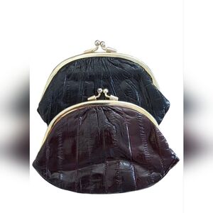 Eel-skin Kisslock Pouch Coin Purses